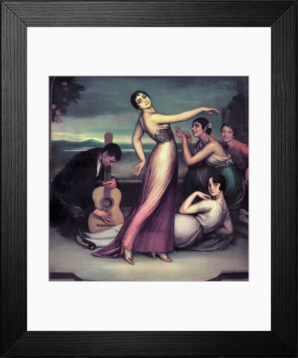 Framed Print : Flamenco songs and dances, 1917. Creator: Romero de Torres, Julio (1874-1930) Framed Print : Flamenco songs and dances, 1917. Creator: Romero de Torres, Julio (1874-1930)