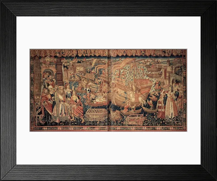 Framed Print : Unloading of Goods: Vasco da Gama's arrival at Calicut (Tapestry), 1504. Creator: Anonymous master. Unloading of Goods: Vasco da Gama's arrival at Calicut (Tapestry), 1504. Creator: Anonymous master Framed Print : Unloading of Goods: Vasco da Gama's arrival at Calicut (Tapestry), 1504. Creator: Anonymous master. Unloading of Goods: Vasco da Gama's arrival at Calicut (Tapestry), 1504. Creator: Anonymous master