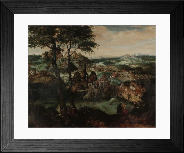 Framed Print : Landscape with Road to Emmaus. Creator: Gassel, Lucas (ca. 1490-1568) Framed Print : Landscape with Road to Emmaus. Creator: Gassel, Lucas (ca. 1490-1568)