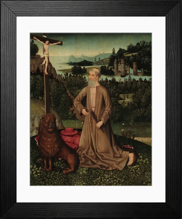 Framed Print : The penitent Saint Jerome, c1450. Creator: Master of the Legend of Saint Lucy (active 1435-1510) Framed Print : The penitent Saint Jerome, c1450. Creator: Master of the Legend of Saint Lucy (active 1435-1510)