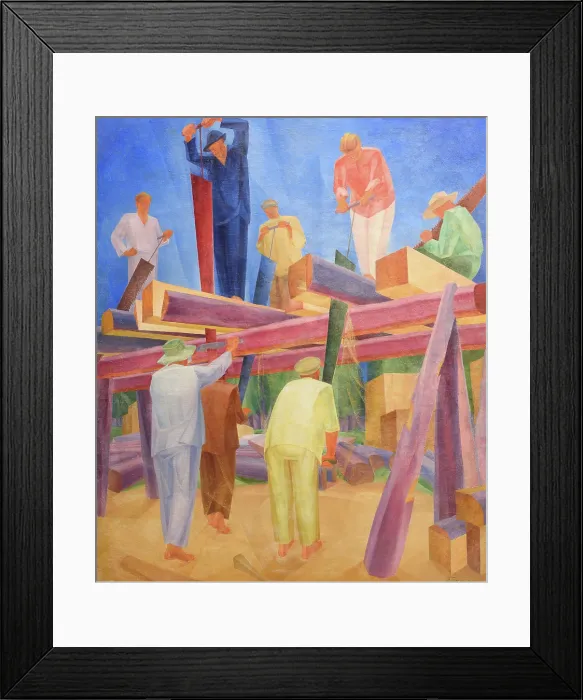 Framed Print : Sawyers, 1929. Creator: Bogomazov, Alexander Konstantinovich (1880-1930) Framed Print : Sawyers, 1929. Creator: Bogomazov, Alexander Konstantinovich (1880-1930)