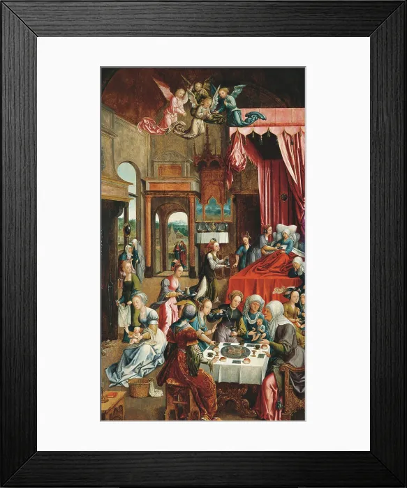Framed Print : The Nativity of the Virgin Mary, 1490. Creator: Cornelisz van Oostsanen, Jacob (ca. 1470-1533) Framed Print : The Nativity of the Virgin Mary, 1490. Creator: Cornelisz van Oostsanen, Jacob (ca. 1470-1533)