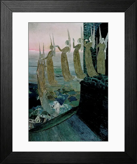Framed Print : Evening bells, 1891. Creator: Schwabe, Carlos (1866-1926) Framed Print : Evening bells, 1891. Creator: Schwabe, Carlos (1866-1926)