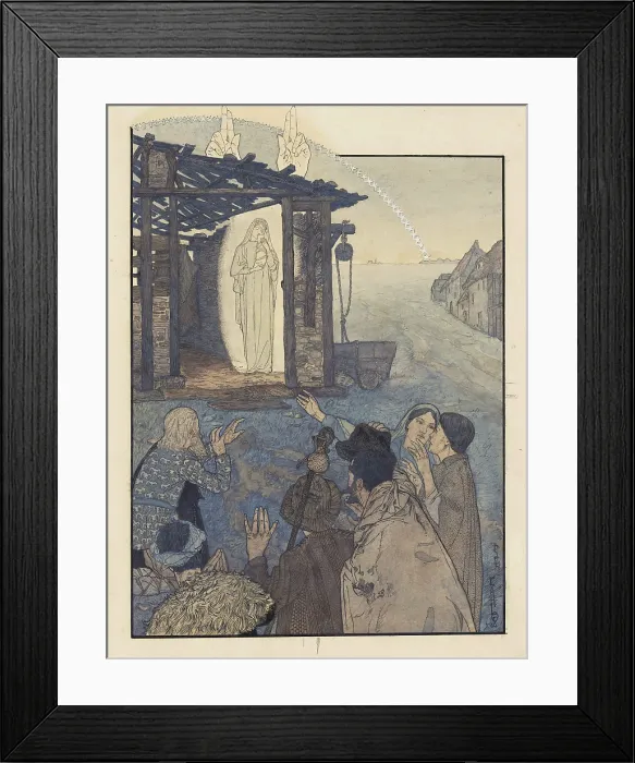 Framed Print : Nativity. Dawn Song (Study for the Infancy Gospel of Our Lord Jesus Christ'), 1890. Creator: Schwabe, Carlos (1866-1926) Framed Print : Nativity. Dawn Song (Study for the Infancy Gospel of Our Lord Jesus Christ'), 1890. Creator: Schwabe, Carlos (1866-1926)