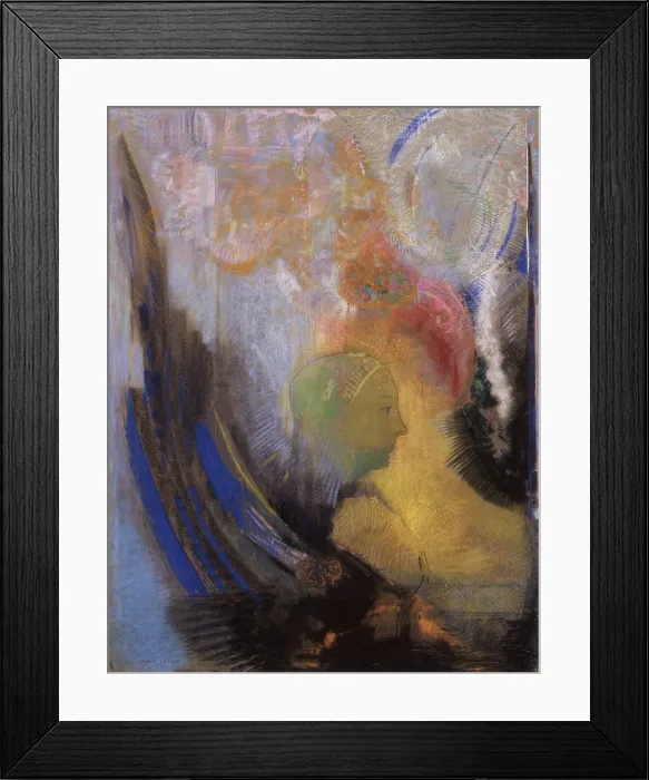 Framed Print : Winged Bust in Profile, c1899. Creator: Redon, Odilon (1840-1916) Framed Print : Winged Bust in Profile, c1899. Creator: Redon, Odilon (1840-1916)