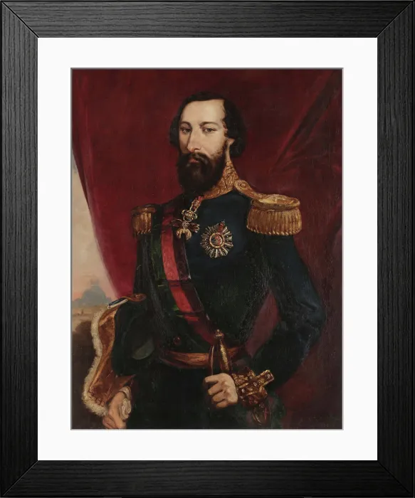 Framed Print : Portrait of King Ferdinand II of Portugal (1816-1885), c1856. Creator: Bordalo Pinheiro, Manuel Maria (1815-1880) Framed Print : Portrait of King Ferdinand II of Portugal (1816-1885), c1856. Creator: Bordalo Pinheiro, Manuel Maria (1815-1880)