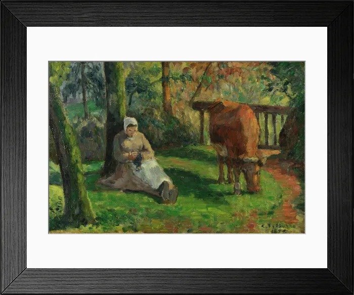 Framed Print : Peasant Woman and Cow, Montfoucault, 1875. Creator: Pissarro, Camille (1830-1903) Framed Print : Peasant Woman and Cow, Montfoucault, 1875. Creator: Pissarro, Camille (1830-1903)