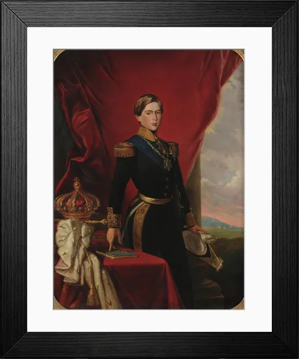 Framed Print : Portrait of King Pedro V of Portugal (1837-1861). Creator: Bordalo Pinheiro, Manuel Maria (1815-1880) Framed Print : Portrait of King Pedro V of Portugal (1837-1861). Creator: Bordalo Pinheiro, Manuel Maria (1815-1880)