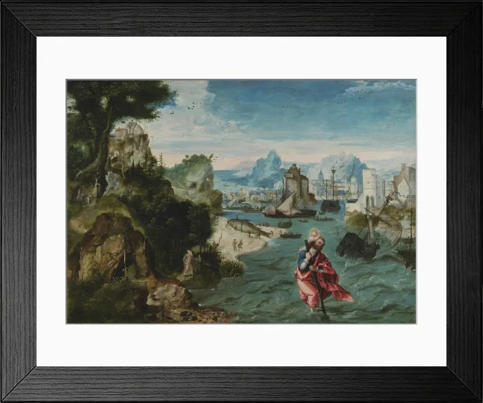 Framed Print : Landscape with Saint Christopher, c1535-1540. Creator: Herri met de Bles, Henri de (1510-1550) Framed Print : Landscape with Saint Christopher, c1535-1540. Creator: Herri met de Bles, Henri de (1510-1550)