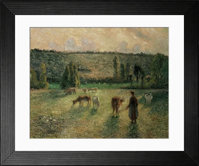 Framed Print : Girl Tending Cows at Eragny, 1884. Creator: Pissarro, Camille (1830-1903) Framed Print : Girl Tending Cows at Eragny, 1884. Creator: Pissarro, Camille (1830-1903)