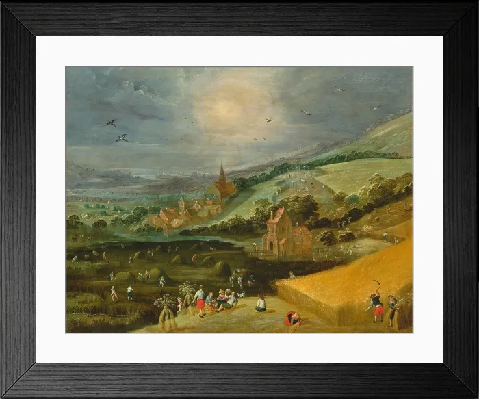 Framed Print : Landscape with hay harvest. Creator: Momper, Joos de, the Younger (1564-1635) Framed Print : Landscape with hay harvest. Creator: Momper, Joos de, the Younger (1564-1635)