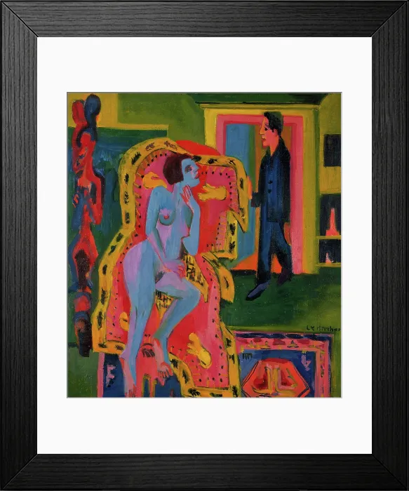 Framed Print : Interior with Nude Woman and Man, 1924. Creator: Kirchner, Ernst Ludwig (1880-1938) Framed Print : Interior with Nude Woman and Man, 1924. Creator: Kirchner, Ernst Ludwig (1880-1938)