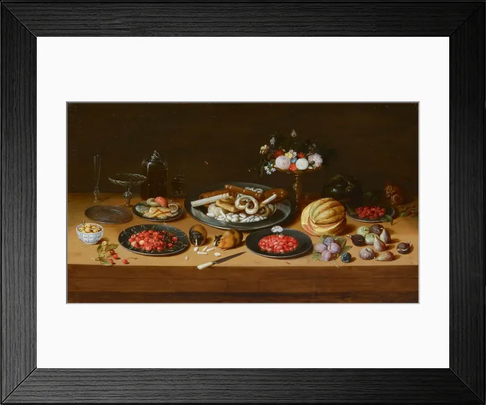 Framed Print : Still life with fruits, pastries, a tazza and guinea pig. Creator: Kessel, Jan van, the Elder (1626-1679) Framed Print : Still life with fruits, pastries, a tazza and guinea pig. Creator: Kessel, Jan van, the Elder (1626-1679)