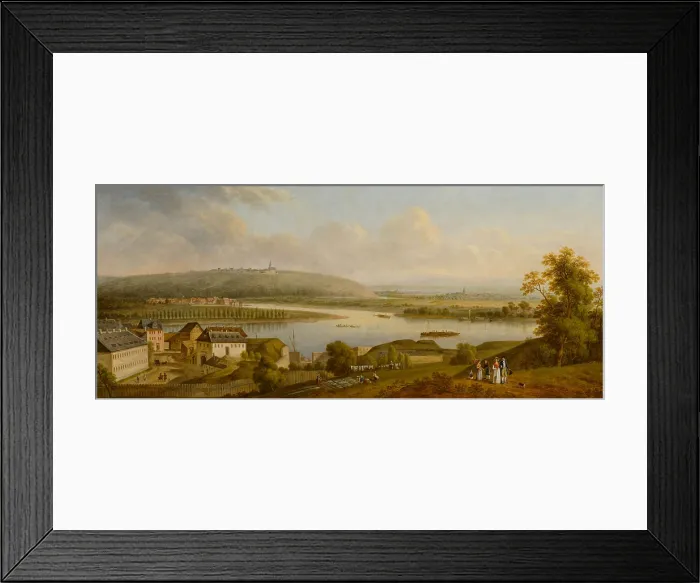 Framed Print : River landscape with the Mouth of the Main into the Rhine near Hochheim. Creator: Schneider, Johann Kaspar (1753-1839) Framed Print : River landscape with the Mouth of the Main into the Rhine near Hochheim. Creator: Schneider, Johann Kaspar (1753-1839)