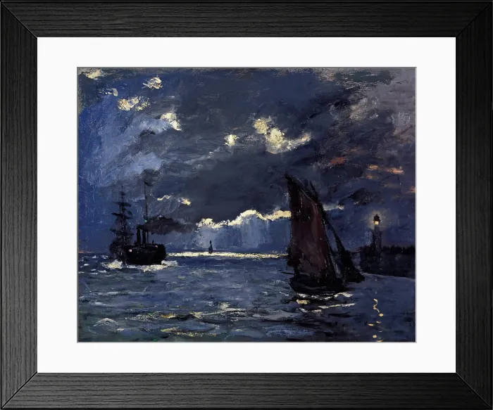 Framed Print : A Seascape. Shipping by Moonlight, c1864. Creator: Monet, Claude (1840-1926) Framed Print : A Seascape. Shipping by Moonlight, c1864. Creator: Monet, Claude (1840-1926)