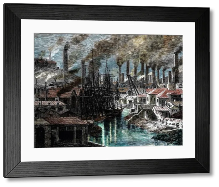 Framed Print : Industrial Revolution: Vivian's copperworks, Hafod, Swansea, Wales, 1870 Framed Print : Industrial Revolution: Vivian's copperworks, Hafod, Swansea, Wales, 1870