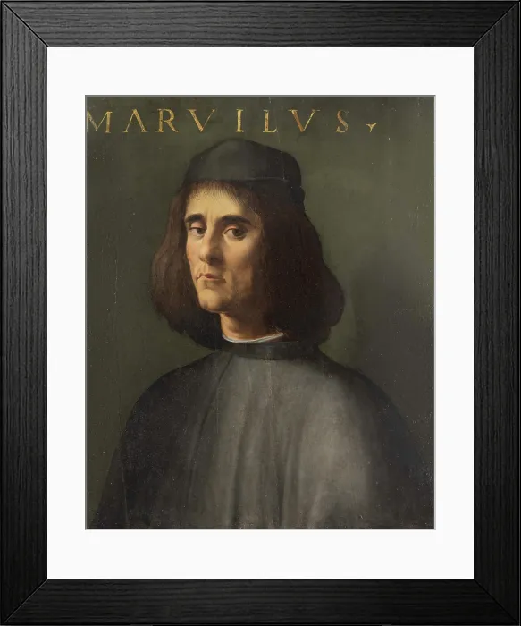 Framed Print : Portrait of Michael Tarchaniota Marullus, before 1521. Creator: Ghirlandaio, Ridolfo (1483-1561) Framed Print : Portrait of Michael Tarchaniota Marullus, before 1521. Creator: Ghirlandaio, Ridolfo (1483-1561)