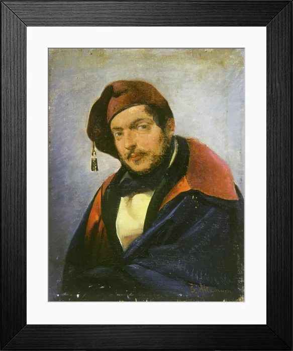 Framed Print : Portrait of the composer Gaetano Donizetti (1797-1848), c1850. Creator: Altamura, Francesco Saverio (1826-1897)