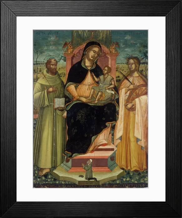 Framed Print : Virgin of Costantinople (Virgin and Child on the throne with Saints Francis of Assisi... 1539-1540. Creator: Pitzamanos (Bizamano), Donatus (Donato) (1470 / 85-1550) Framed Print : Virgin of Costantinople (Virgin and Child on the throne with Saints Francis of Assisi... 1539-1540. Creator: Pitzamanos (Bizamano), Donatus (Donato) (1470 / 85-1550)