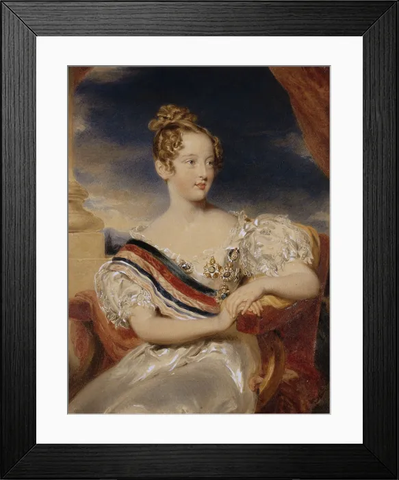 Framed Print : Portrait of Queen Maria II of Portugal (1819-1853) at the Age of 9, 1829. Creator: Simpson, John (1811-after 1871) Framed Print : Portrait of Queen Maria II of Portugal (1819-1853) at the Age of 9, 1829. Creator: Simpson, John (1811-after 1871)