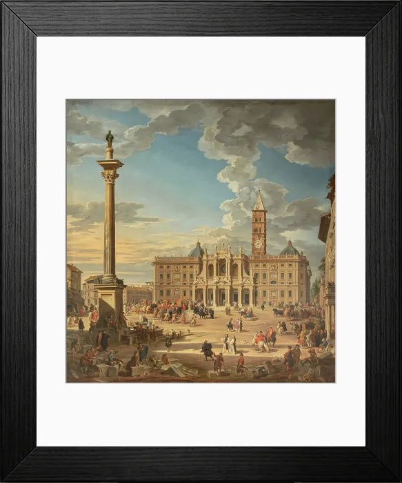 Framed Print : View of the Piazza Santa Maria Maggiore, 1742. Creator: Pannini (Panini), Giovanni Paolo (1691-1765) Framed Print : View of the Piazza Santa Maria Maggiore, 1742. Creator: Pannini (Panini), Giovanni Paolo (1691-1765)