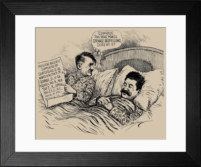 Framed Print : Comrade, this war makes strange bedfellows, doesn't it?, 1939. Creator: Berryman, Clifford K. (1869-1949). Comrade, this war makes strange bedfellows, doesn't it?, 1939 Framed Print : Comrade, this war makes strange bedfellows, doesn't it?, 1939. Creator: Berryman, Clifford K. (1869-1949). Comrade, this war makes strange bedfellows, doesn't it?, 1939