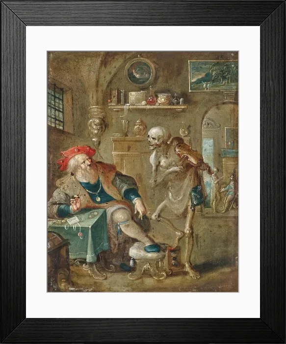 Framed Print : Death and the Miser. Creator: Francken, Frans, the Younger (1581-1642) Framed Print : Death and the Miser. Creator: Francken, Frans, the Younger (1581-1642)