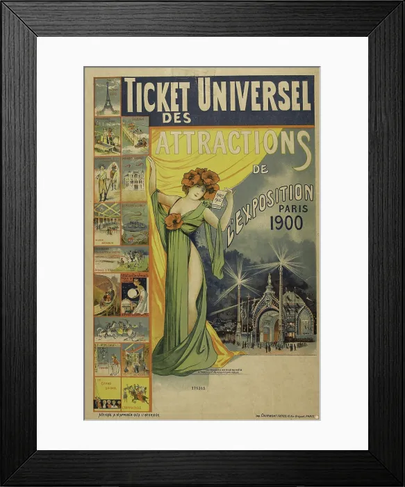 Framed Print : The universal admission ticket for attractions at the 1900 Universal Exhibition in Paris, 1900. Creator: Chapellier, Philippe (active End of 18th - Early 20th cen.) Framed Print : The universal admission ticket for attractions at the 1900 Universal Exhibition in Paris, 1900. Creator: Chapellier, Philippe (active End of 18th - Early 20th cen.)