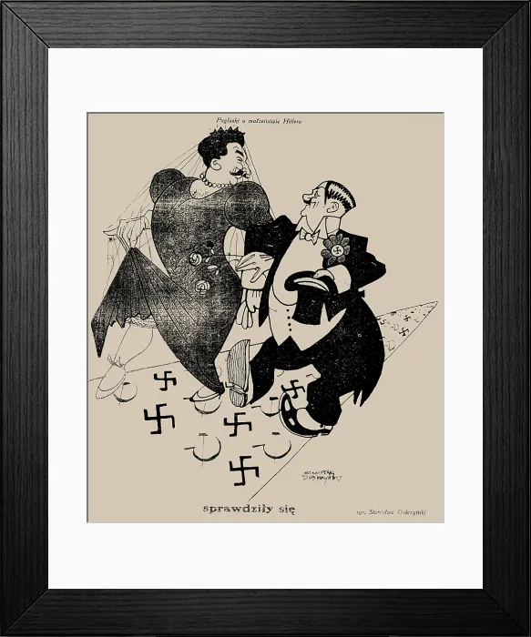Framed Print : Rumors about Hitler's marriage have proven to be true, 1939. Creator: Dobrzynski, Stanislaw (1897-1949). Rumors about Hitler's marriage have proven to be true, 1939 Framed Print : Rumors about Hitler's marriage have proven to be true, 1939. Creator: Dobrzynski, Stanislaw (1897-1949). Rumors about Hitler's marriage have proven to be true, 1939