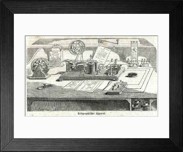 Framed Print : Telegraphic Apparatus, c1855. Creator: Renard, Edouard (1802-1857) Framed Print : Telegraphic Apparatus, c1855. Creator: Renard, Edouard (1802-1857)