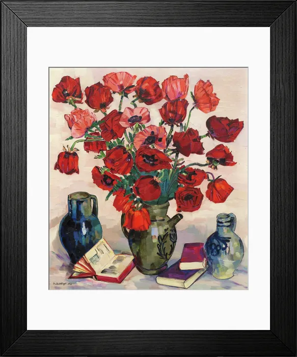 Framed Print : Still Life with Poppies, 1933. Creator: Bockstiegel, Peter August (1889-1951) Framed Print : Still Life with Poppies, 1933. Creator: Bockstiegel, Peter August (1889-1951)