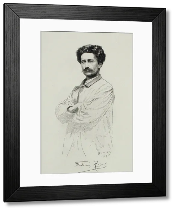 Framed Print : Self-portrait, 1887. Creator: Rops, Felicien (1833-1898) Framed Print : Self-portrait, 1887. Creator: Rops, Felicien (1833-1898)