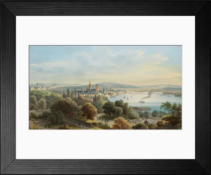 Framed Print : Mainz (Large View from the South). From: 'The Rhine from Mainz to Bonn', 1853. Creator: Emminger, Eberhard (1808-1885) Framed Print : Mainz (Large View from the South). From: 'The Rhine from Mainz to Bonn', 1853. Creator: Emminger, Eberhard (1808-1885)