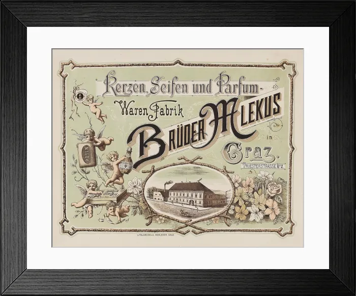 Framed Print : Bruder Mlekus - Candles, Soaps and Perfume Goods Factory Graz, c1900. Creator: Anonymous Framed Print : Bruder Mlekus - Candles, Soaps and Perfume Goods Factory Graz, c1900. Creator: Anonymous
