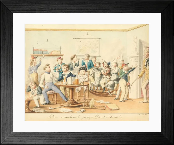 Framed Print : The smoking young Germany, 1843. Creator: Schoeller, Johann Christian (1782-1851) Framed Print : The smoking young Germany, 1843. Creator: Schoeller, Johann Christian (1782-1851)