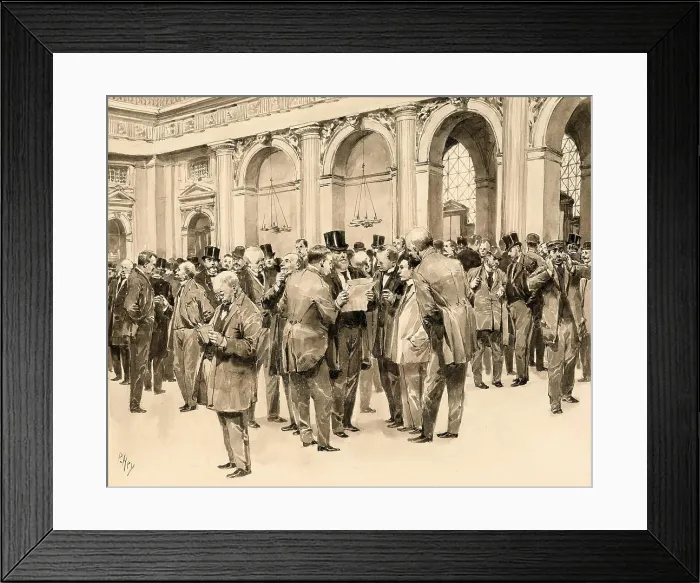 Framed Print : In the trading hall of the Vienna Stock Exchange. Creator: Hey, Paul (1867-1952) Framed Print : In the trading hall of the Vienna Stock Exchange. Creator: Hey, Paul (1867-1952)