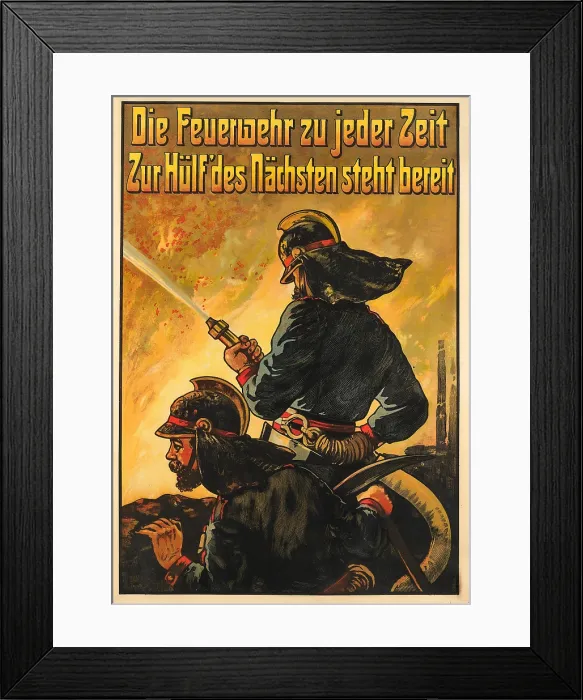 Framed Print : The fire brigade at all times... c1910. Creator: Anonymous Framed Print : The fire brigade at all times... c1910. Creator: Anonymous