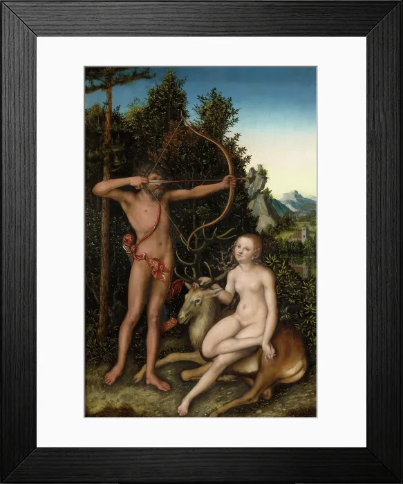 Framed Print : Apollo and Diana, 1525-1526. Creator: Cranach, Lucas, the Elder (1472-1553) Framed Print : Apollo and Diana, 1525-1526. Creator: Cranach, Lucas, the Elder (1472-1553)