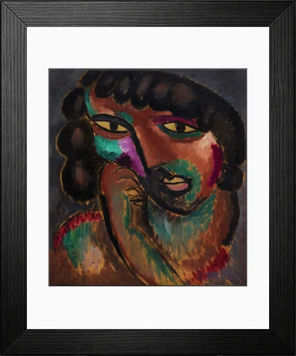 Framed Print : Head in Bronze Colors - Portrait of Sacharoff, 1913. Creator: Javlensky, Alexei, von (1864-1941)