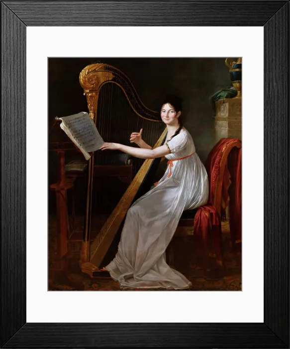 Framed Print : Portrait of Adele Papin playing the harp, 1799. Creator: Guillon-Lethiere, Guillaume (1760-1832) Framed Print : Portrait of Adele Papin playing the harp, 1799. Creator: Guillon-Lethiere, Guillaume (1760-1832)