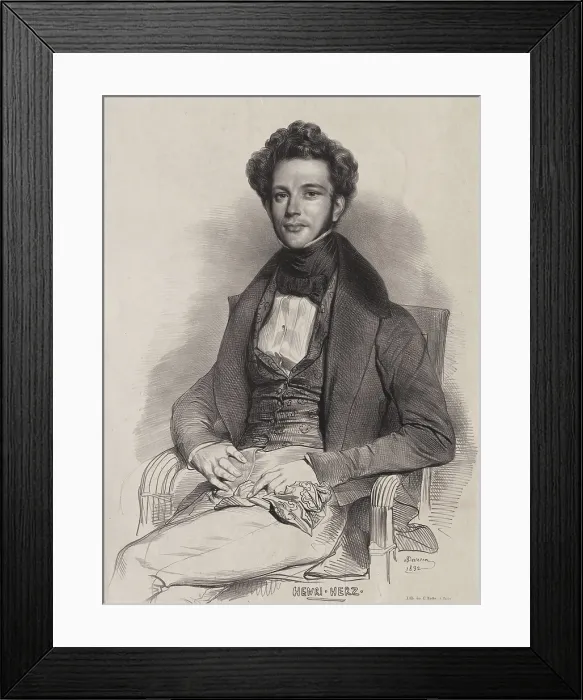 Framed Print : Portrait of the composer and pianist Henri Herz (1803-1888), 1832. Creator: Deveria, Achille (1800-1857) Framed Print : Portrait of the composer and pianist Henri Herz (1803-1888), 1832. Creator: Deveria, Achille (1800-1857)