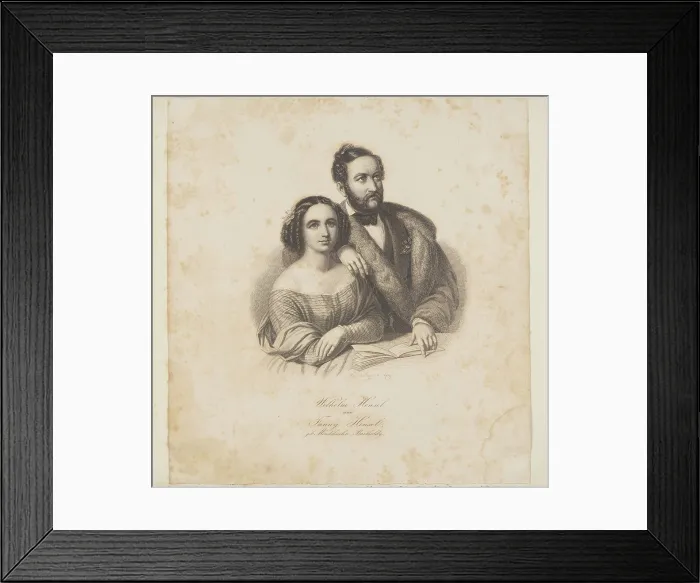 Framed Print : Composer Fanny Hensel, nee Mendelssohn Bartholdy, and her husband, Wilhelm Hensel, 1846. Creator: Singer, Johann Paul (1823-?) Framed Print : Composer Fanny Hensel, nee Mendelssohn Bartholdy, and her husband, Wilhelm Hensel, 1846. Creator: Singer, Johann Paul (1823-?)