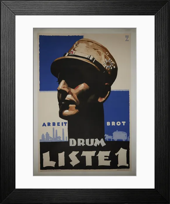 Framed Print : Work, Bread - therefore List No. 1, 1932. Creator: Hohlwein, Ludwig (1874-1949) Framed Print : Work, Bread - therefore List No. 1, 1932. Creator: Hohlwein, Ludwig (1874-1949)