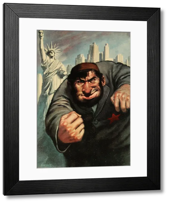 Framed Print : Anti-Semitic and anti-American Propaganda Poster, 1943. Creator: Boccasile, Gino (1901-1952) Framed Print : Anti-Semitic and anti-American Propaganda Poster, 1943. Creator: Boccasile, Gino (1901-1952)
