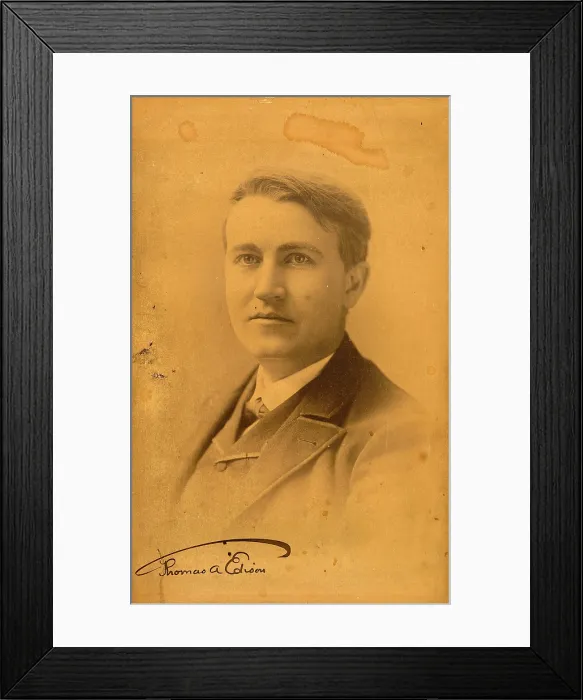 Framed Print : Portrait of Thomas Alva Edison (1847-1931), before 1900. Creator: Falk Studios, New York Framed Print : Portrait of Thomas Alva Edison (1847-1931), before 1900. Creator: Falk Studios, New York