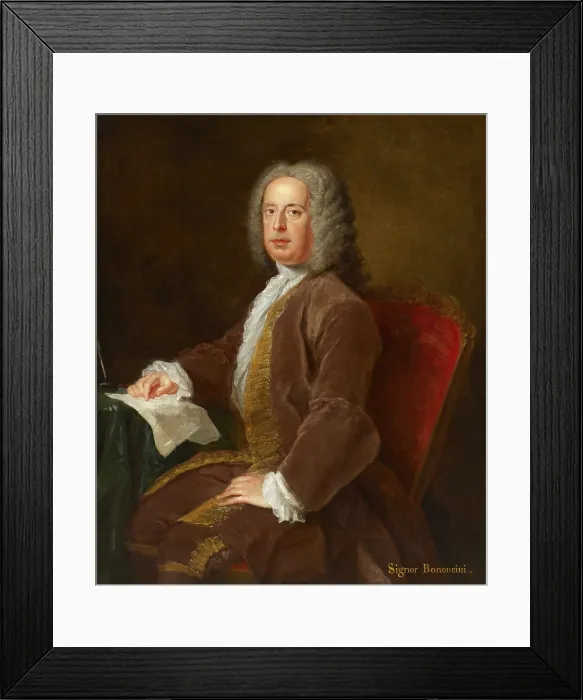 Framed Print : Portrait of the composer Giovanni Bononcini (1670-1747), c1730. Creator: Dandridge, Bartholomew (1691-c. 1754)