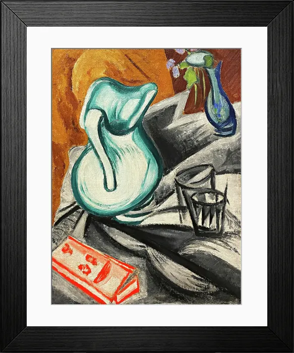 Framed Print : Still Life with Green Jug, 1913. Creator: Rozanova, Olga Vladimirovna (1886-1918) Framed Print : Still Life with Green Jug, 1913. Creator: Rozanova, Olga Vladimirovna (1886-1918)