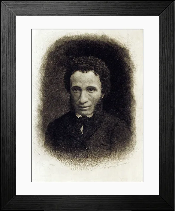 Framed Print : Portrait of the poet Alexander Sergeyevich Pushkin (1799-1837), 1880. Creator: Dmitriev-Kavkazsky, Lev Evgrafovich (1849-1916) Framed Print : Portrait of the poet Alexander Sergeyevich Pushkin (1799-1837), 1880. Creator: Dmitriev-Kavkazsky, Lev Evgrafovich (1849-1916)