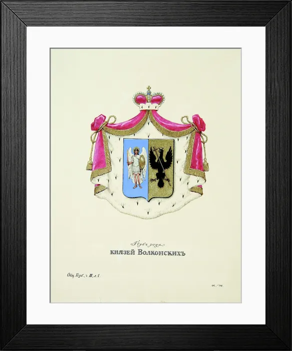 Framed Print : The coat of arms of the Volkonsky House. Creator: Trukhanov, Alexander Alexandrovich (1880.1942) Framed Print : The coat of arms of the Volkonsky House. Creator: Trukhanov, Alexander Alexandrovich (1880.1942)