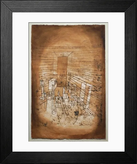 Framed Print : Room Perspective with Dark Door, 1921. Creator: Klee, Paul (1879-1940)
